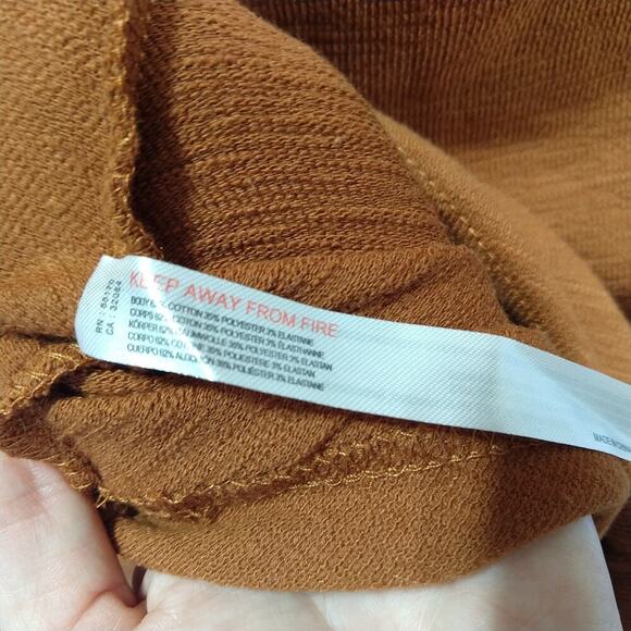 Free People Beach Santa Maria Mini Dress Size S Rust Brown Boho Dolman Sleeve - Picture 8 of 8